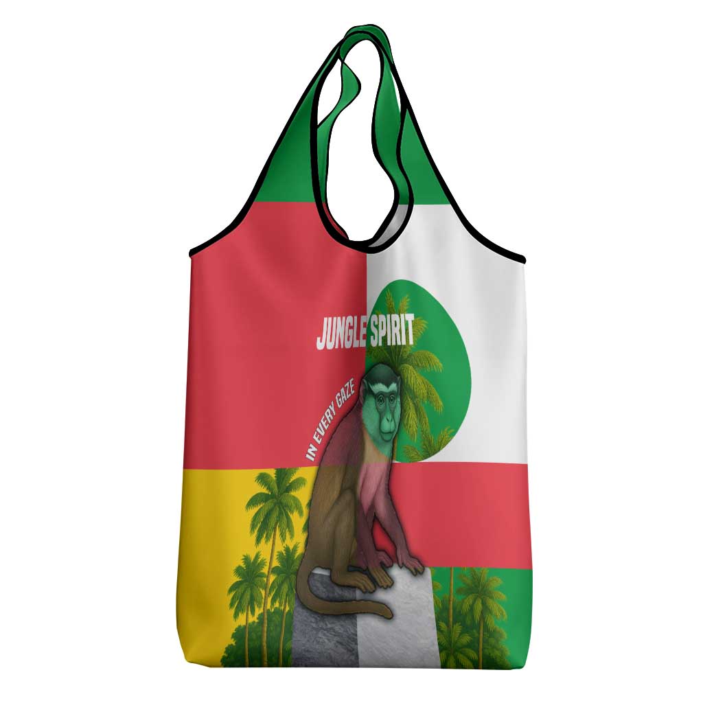 Jungle Spirit Monkey Grocery Bag Sao Tome and Principe Tropical Flag Color - African Pride
