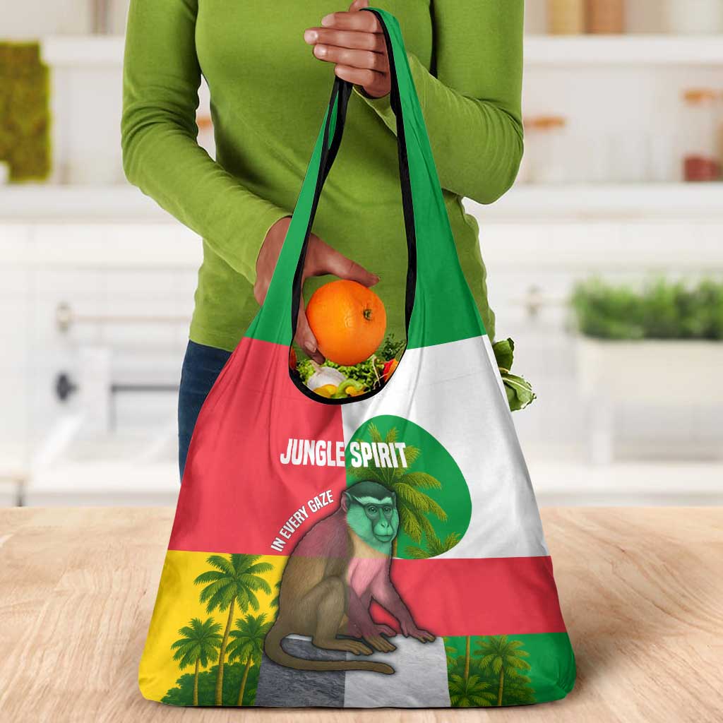 Jungle Spirit Monkey Grocery Bag Sao Tome and Principe Tropical Flag Color - African Pride