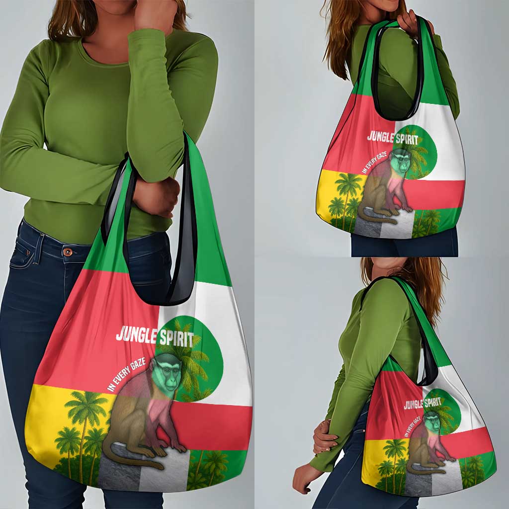 Jungle Spirit Monkey Grocery Bag Sao Tome and Principe Tropical Flag Color - African Pride