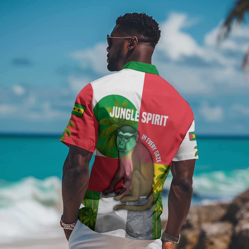 Jungle Spirit Monkey Hawaiian Shirt Sao Tome and Principe Tropical Flag Color - African Pride