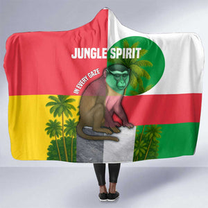 Jungle Spirit Monkey Hooded Blanket Sao Tome and Principe Tropical Flag Color - African Pride