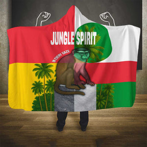 Jungle Spirit Monkey Hooded Blanket Sao Tome and Principe Tropical Flag Color - African Pride