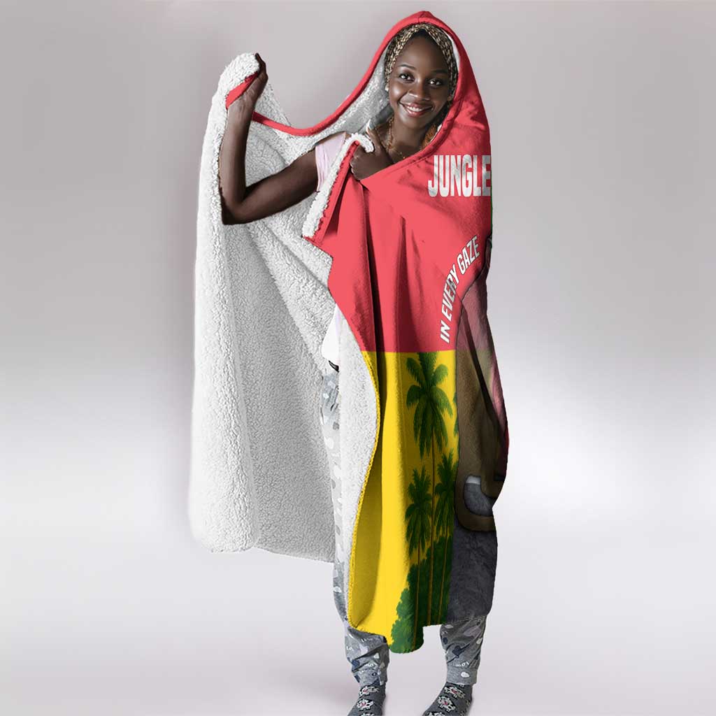 Jungle Spirit Monkey Hooded Blanket Sao Tome and Principe Tropical Flag Color - African Pride