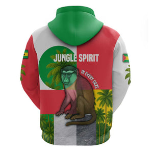 Jungle Spirit Monkey Hoodie Sao Tome and Principe Tropical Flag Color - African Pride