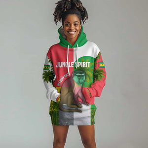 Jungle Spirit Monkey Hoodie Dress Sao Tome and Principe Tropical Flag Color - African Pride