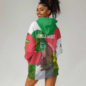 Jungle Spirit Monkey Hoodie Dress Sao Tome and Principe Tropical Flag Color - African Pride