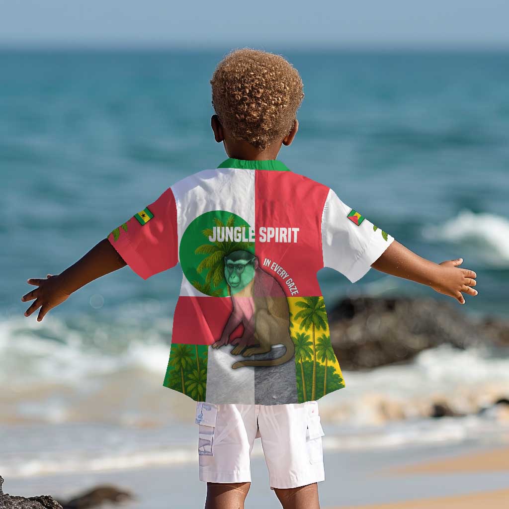 Jungle Spirit Monkey Kid Hawaiian Shirt Sao Tome and Principe Tropical Flag Color - African Pride