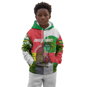 Jungle Spirit Monkey Kid Hoodie Sao Tome and Principe Tropical Flag Color - African Pride