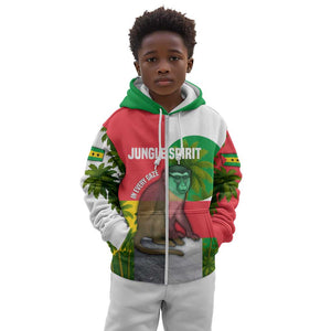 Jungle Spirit Monkey Kid Hoodie Sao Tome and Principe Tropical Flag Color - African Pride