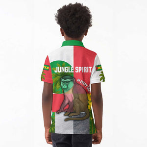 Jungle Spirit Monkey Kid Polo Shirt Sao Tome and Principe Tropical Flag Color - African Pride