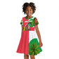 Jungle Spirit Monkey Kid Short Sleeve Dress Sao Tome and Principe Tropical Flag Color - African Pride