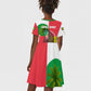 Jungle Spirit Monkey Kid Short Sleeve Dress Sao Tome and Principe Tropical Flag Color - African Pride