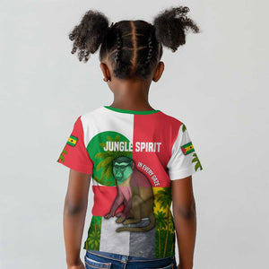 Jungle Spirit Monkey Kid T shirt Sao Tome and Principe Tropical Flag Color - African Pride