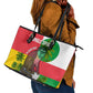 Jungle Spirit Monkey Leather Tote Bag Sao Tome and Principe Tropical Flag Color - African Pride
