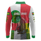 Jungle Spirit Monkey Long Sleeve Polo Shirt Sao Tome and Principe Tropical Flag Color - African Pride