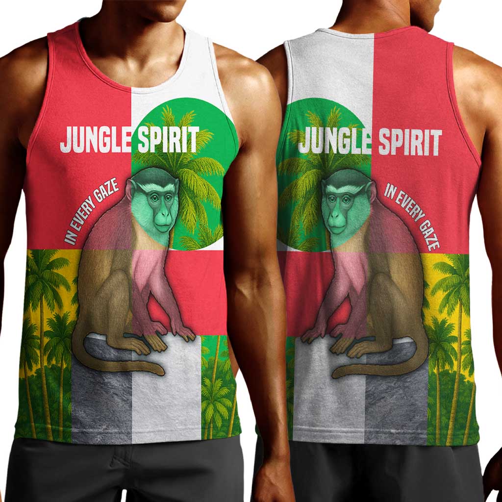 Jungle Spirit Monkey Men Tank Top Sao Tome and Principe Tropical Flag Color - African Pride