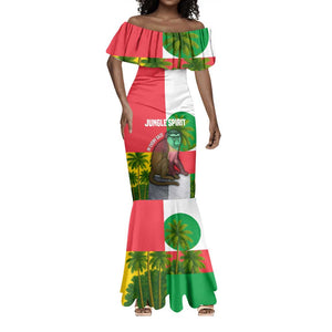 Jungle Spirit Monkey Mermaid Dress Sao Tome and Principe Tropical Flag Color - African Pride