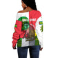 Jungle Spirit Monkey Off Shoulder Sweater Sao Tome and Principe Tropical Flag Color - African Pride