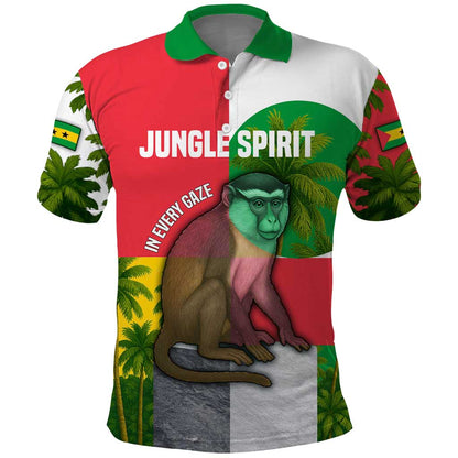 Jungle Spirit Monkey Polo Shirt Sao Tome and Principe Tropical Flag Color - African Pride