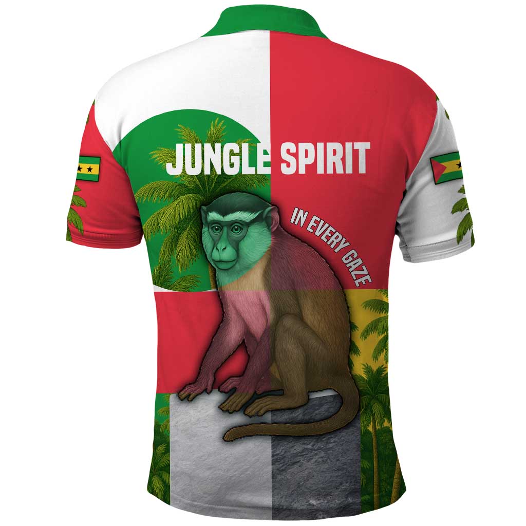 Jungle Spirit Monkey Polo Shirt Sao Tome and Principe Tropical Flag Color - African Pride