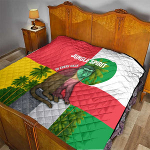 Jungle Spirit Monkey Quilt Sao Tome and Principe Tropical Flag Color - African Pride