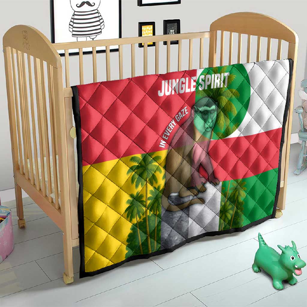 Jungle Spirit Monkey Quilt Sao Tome and Principe Tropical Flag Color - African Pride