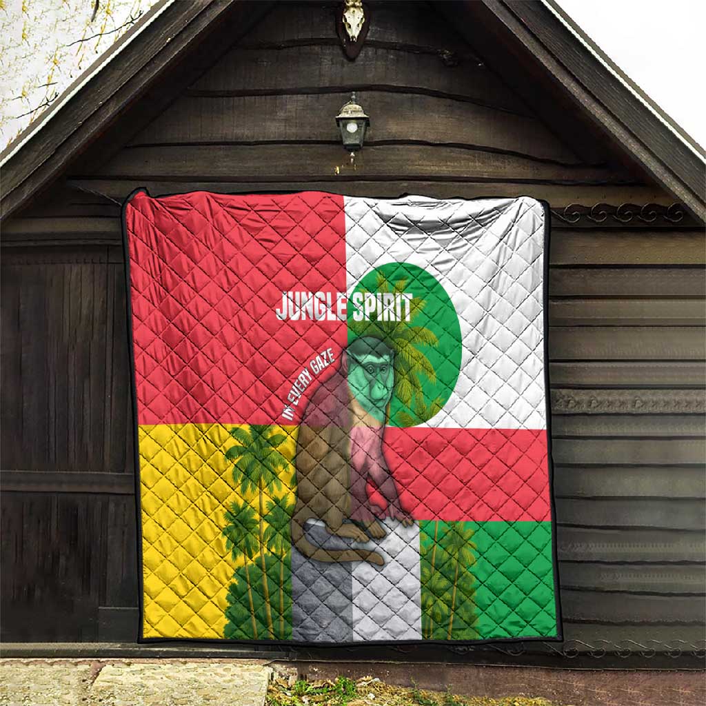 Jungle Spirit Monkey Quilt Sao Tome and Principe Tropical Flag Color - African Pride
