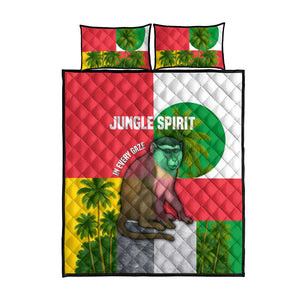 Jungle Spirit Monkey Quilt Bed Set Sao Tome and Principe Tropical Flag Color - African Pride