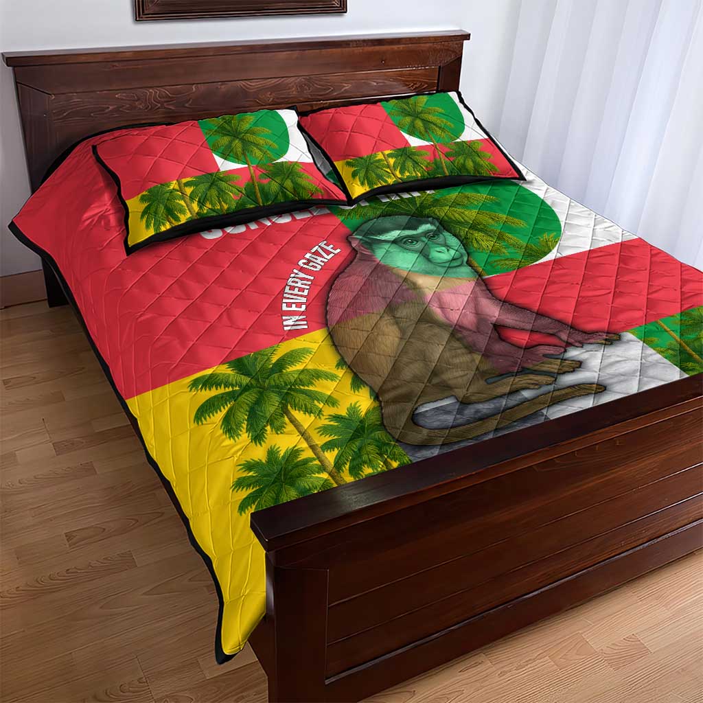 Jungle Spirit Monkey Quilt Bed Set Sao Tome and Principe Tropical Flag Color - African Pride