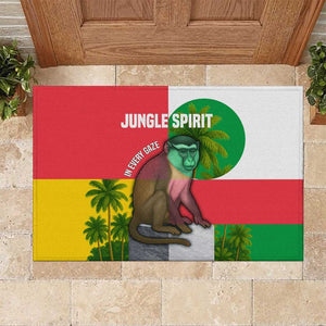 Jungle Spirit Monkey Rubber Doormat Sao Tome and Principe Tropical Flag Color - African Pride