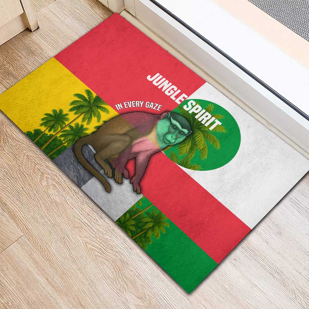 Jungle Spirit Monkey Rubber Doormat Sao Tome and Principe Tropical Flag Color - African Pride