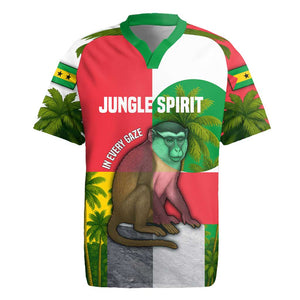 Jungle Spirit Monkey Rugby Jersey Sao Tome and Principe Tropical Flag Color - African Pride