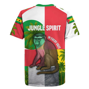 Jungle Spirit Monkey Rugby Jersey Sao Tome and Principe Tropical Flag Color - African Pride