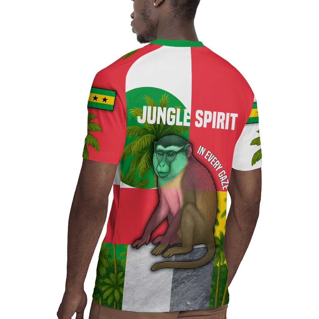 Jungle Spirit Monkey Rugby Jersey Sao Tome and Principe Tropical Flag Color - African Pride