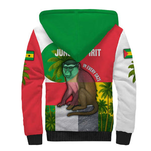 Jungle Spirit Monkey Sherpa Hoodie Sao Tome and Principe Tropical Flag Color - African Pride