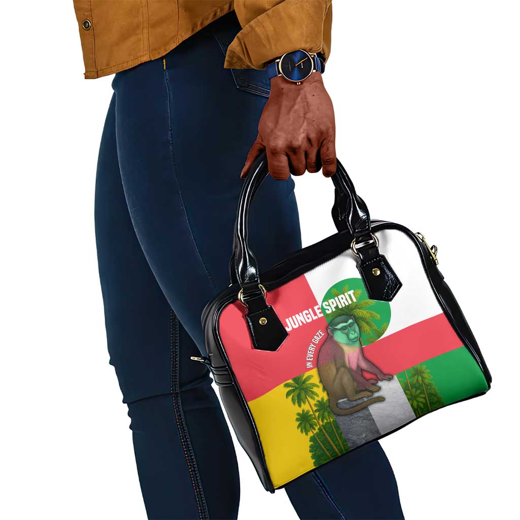 Jungle Spirit Monkey Shoulder Handbag Sao Tome and Principe Tropical Flag Color - African Pride