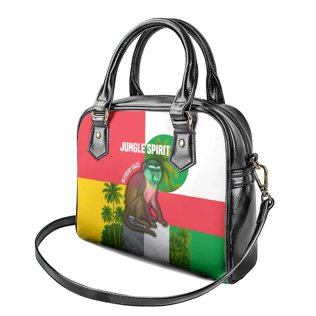 Jungle Spirit Monkey Shoulder Handbag Sao Tome and Principe Tropical Flag Color - African Pride