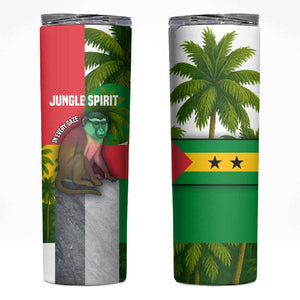Jungle Spirit Monkey Skinny Tumbler Sao Tome and Principe Tropical Flag Color - African Pride