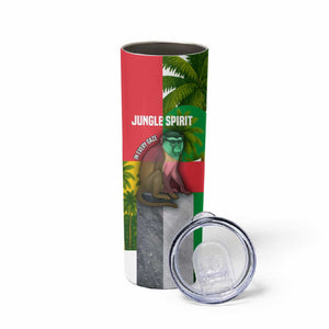 Jungle Spirit Monkey Skinny Tumbler Sao Tome and Principe Tropical Flag Color - African Pride