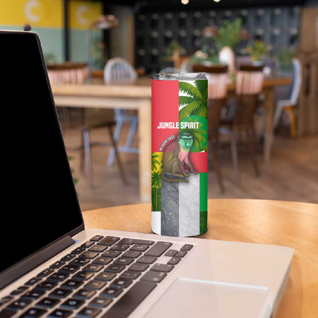 Jungle Spirit Monkey Skinny Tumbler Sao Tome and Principe Tropical Flag Color - African Pride