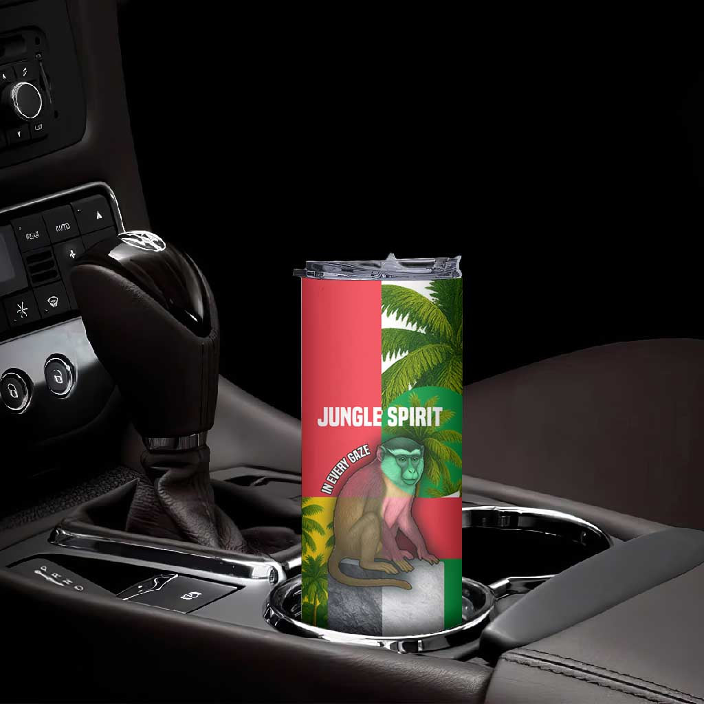 Jungle Spirit Monkey Skinny Tumbler Sao Tome and Principe Tropical Flag Color - African Pride