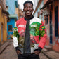 Jungle Spirit Monkey Sleeve Zip Bomber Jacket Sao Tome and Principe Tropical Flag Color - African Pride