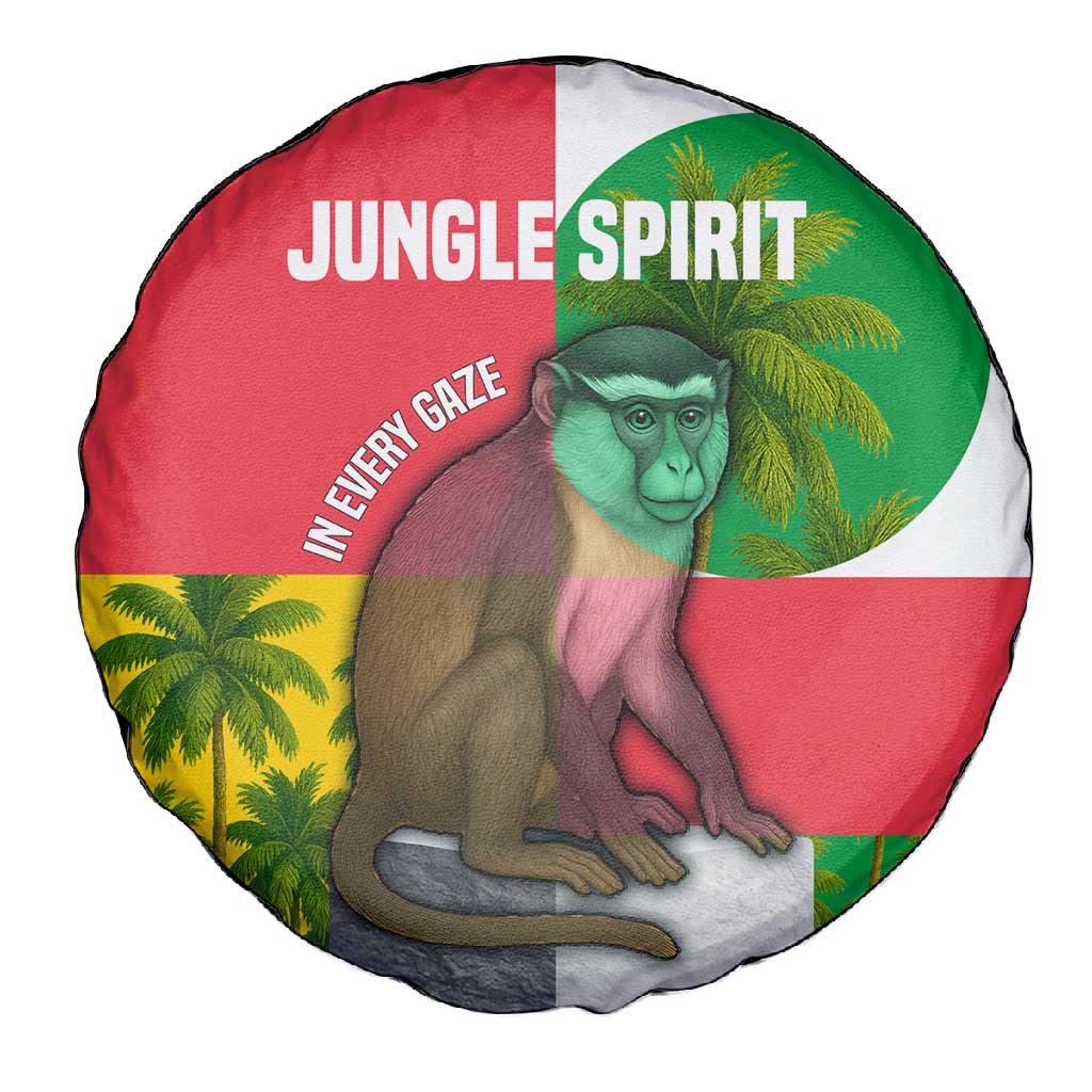 Jungle Spirit Monkey Spare Tire Cover Sao Tome and Principe Tropical Flag Color - African Pride