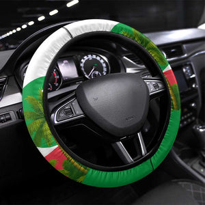Jungle Spirit Monkey Steering Wheel Cover Sao Tome and Principe Tropical Flag Color - African Pride