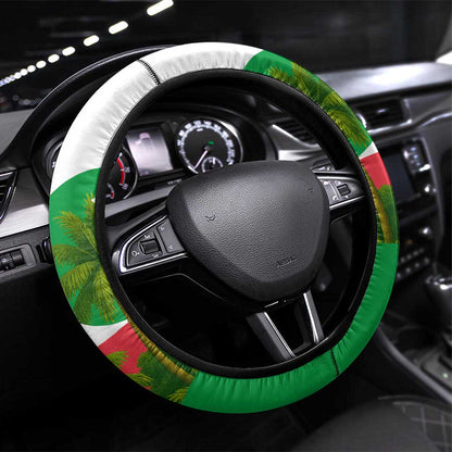 Jungle Spirit Monkey Steering Wheel Cover Sao Tome and Principe Tropical Flag Color - African Pride