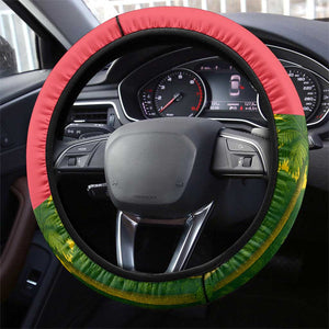 Jungle Spirit Monkey Steering Wheel Cover Sao Tome and Principe Tropical Flag Color - African Pride
