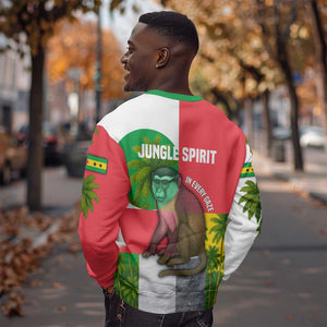 Jungle Spirit Monkey Sweatshirt Sao Tome and Principe Tropical Flag Color - African Pride