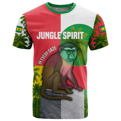 Jungle Spirit Monkey T shirt Sao Tome and Principe Tropical Flag Color - African Pride