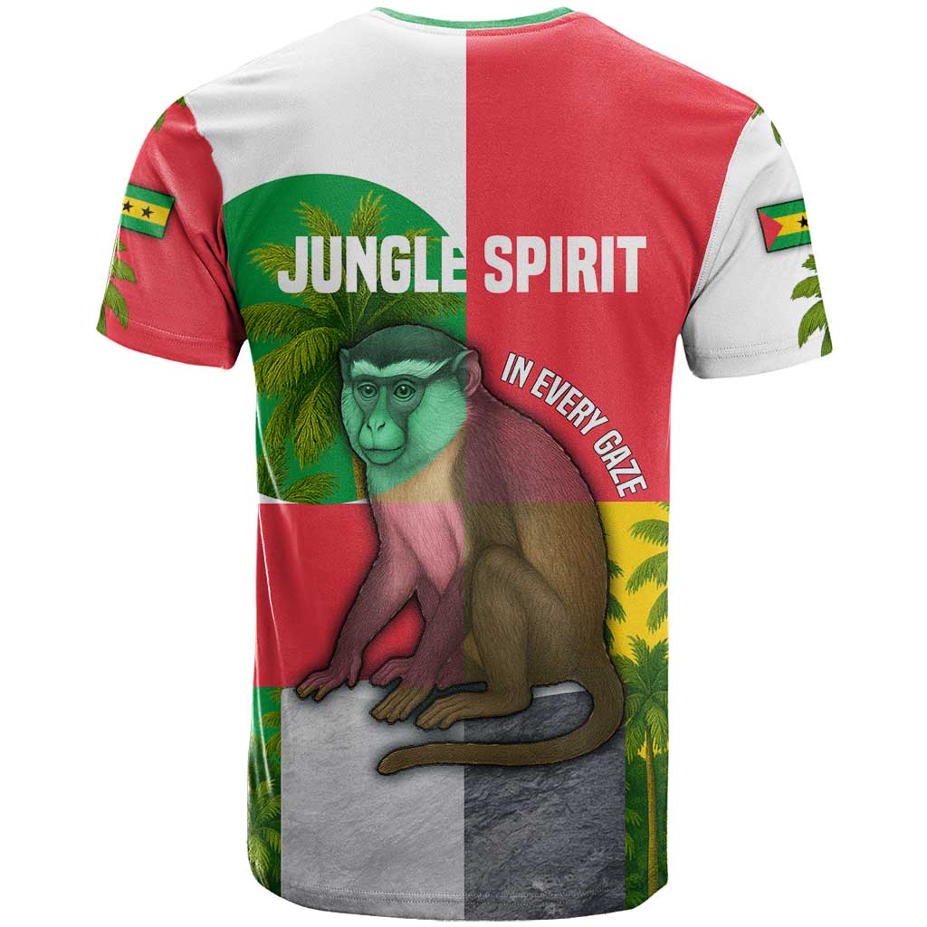 Jungle Spirit Monkey T shirt Sao Tome and Principe Tropical Flag Color - African Pride