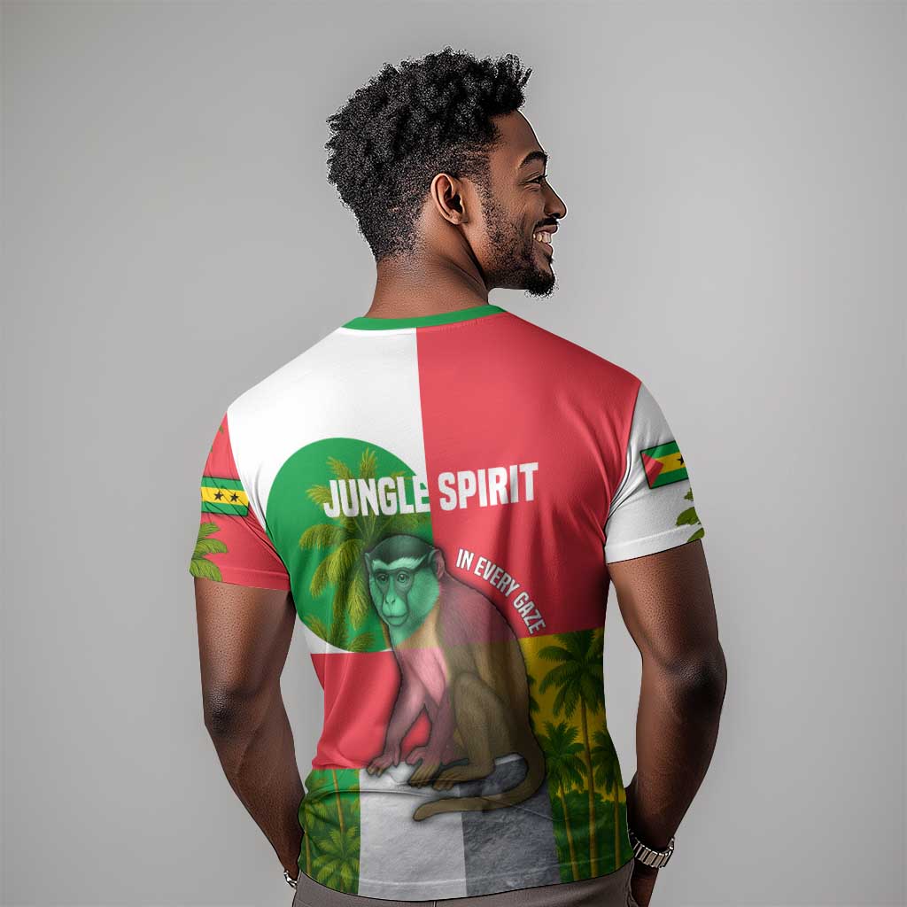 Jungle Spirit Monkey T shirt Sao Tome and Principe Tropical Flag Color - African Pride